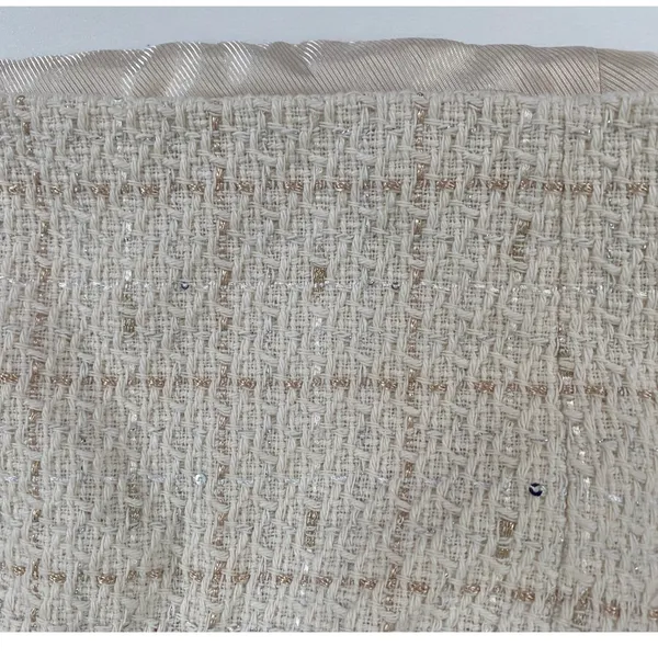 Zara Tweed Metallic Sequin Tube Top Cream Gold Evening Classic Glam Strapless- M - Image 7