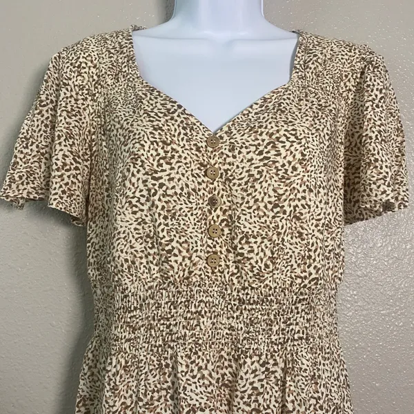 Cheetah Maxi Dress Medium Bohemian Boho Chic Cottagecore Animal Print‎ Summer - Image 3