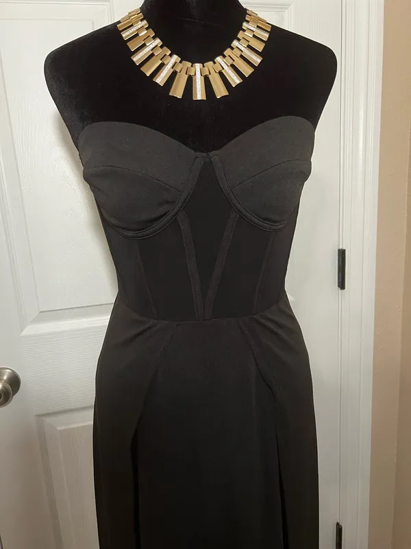 Sexy black maxi evening cocktail dress - Image 2