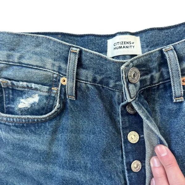 Citizens of Humanity Charlotte High Rise Straight Jeans Soiree Wash Distressed - Image 3