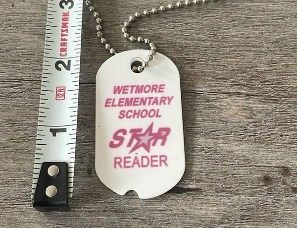 Wetmore Elementary School Star Reader Tag With Chain, Vintage Award - Image 3