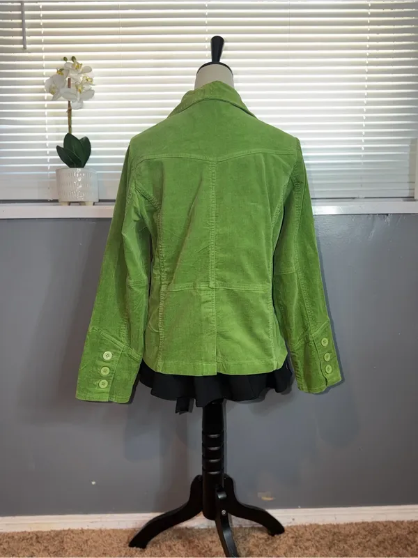 Paris Blues Lime Green Corduroy Fitted Utility Blazer Jacket Y2K L - Image 5