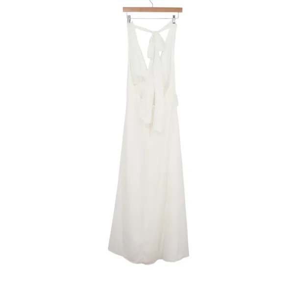 SHEIN White Halter Neck Maxi Dress XL US 12 Draped Waist Tie Back - Image 4