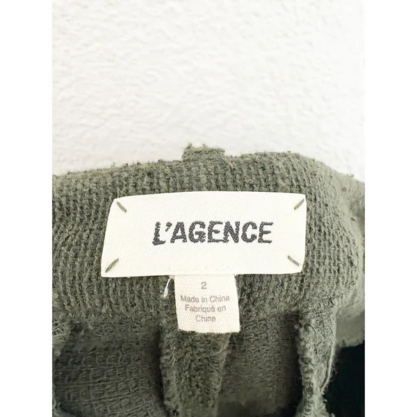 L’agence Pilar Tweed Wide Leg Pants Size 2 Green Textured Chic Quiet Luxury - Image 5