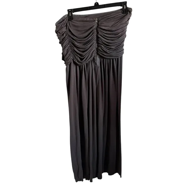 J.Crew Womens Strapless Ruched Draped‎ Midi Dress Charcoal Grey Size 14 41634 - Image 3