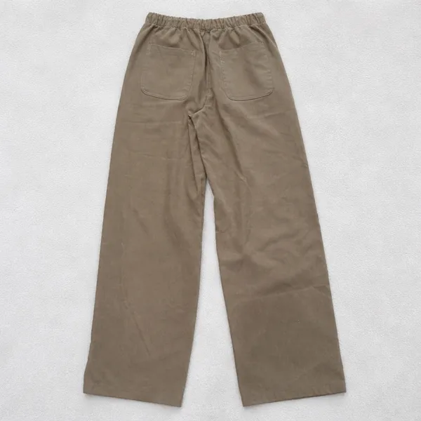 Zara Women Taupe Corduroy Wide‎ Leg Elastic Waist Drawstring Pants Size Small S - Image 2