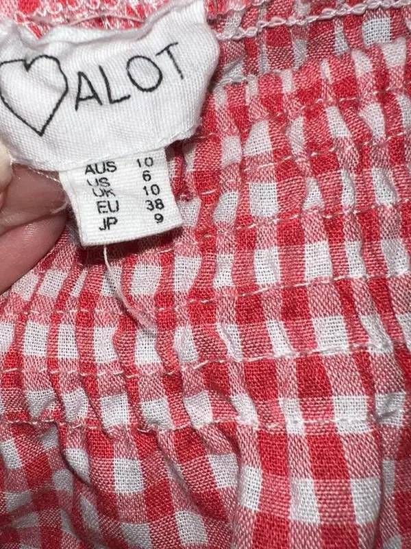Red gingham mini dress. White - Image 8