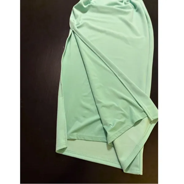 Hello‎ Molly Mint Green Strapless Cut Out Ruched Midi Dress US 6 M Side Slit - Image 2