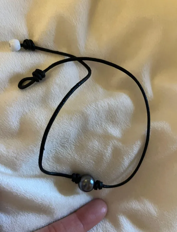 Silver Beaded Choker Necklace Gray - Image 2