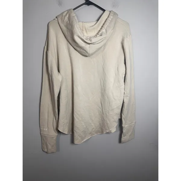 Aerie OFFLINE V-Neck Hoodie Beige‎ Living My Best Life Sleeve Graphic Size M - Image 6