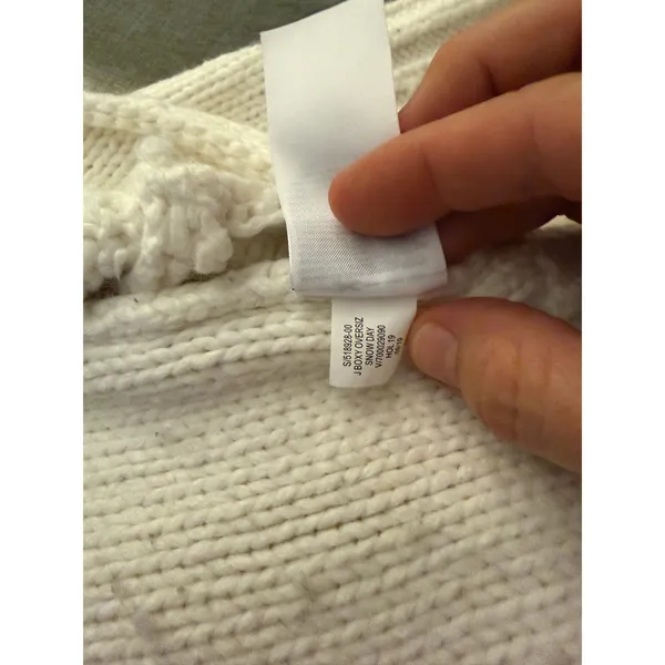 Banana Republic Snow Day Cable Knit Sweater Small Oversized Cream Cotton Wool - Image 12