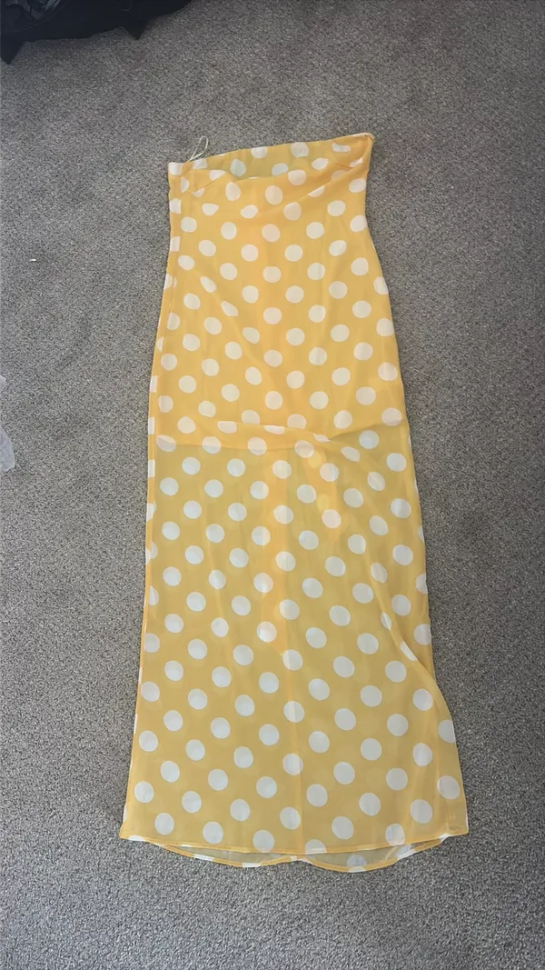 JW Pei Polka-Dot Strapless Maxi Dress - Yellow - Image 4