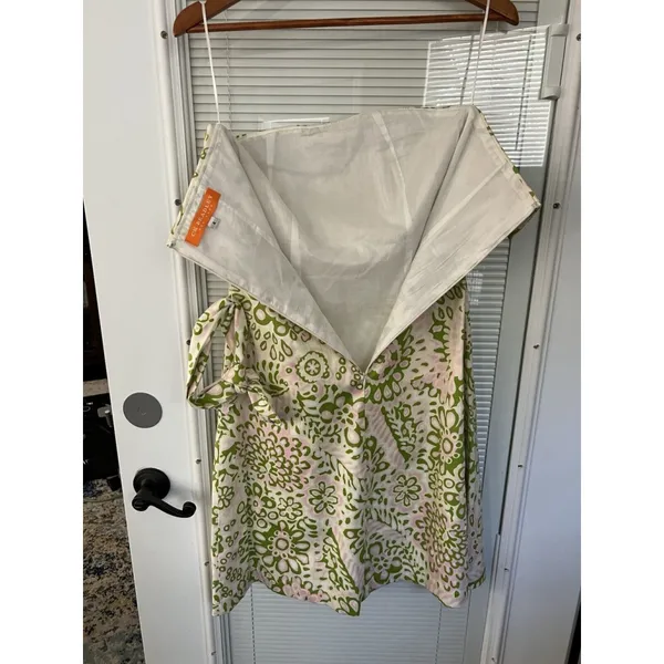 Ck Bradley Floral Green And Pink Dress‎ Travel Party Strapless Belted Size 4 New - Image 5