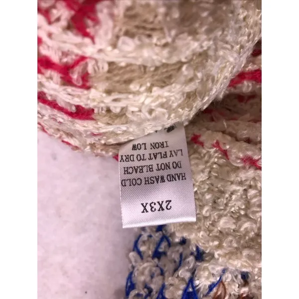 Adora Cardigan Sweater Womens 2XL 3XL Ivory Red Blue Striped Open Front‎ - Image 7
