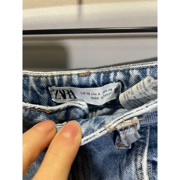 Zara Denim Jeans Womens Size 6 Blue High‎ Waisted Straight Leg Casual Boho - Image 4