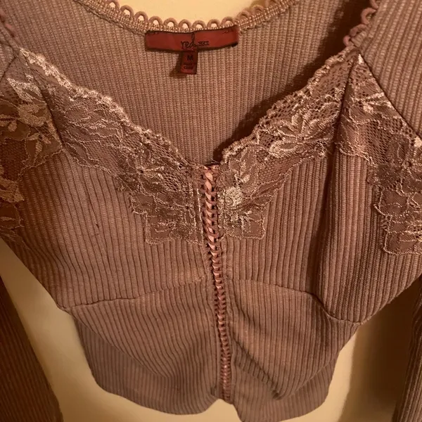 Buckle Red by BKE Metallic Lace Top in Cognac - Image 7