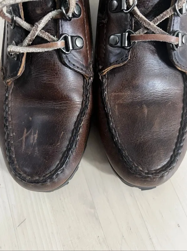 HHB Brown Boots Women Size 8.5M Moc Toe High Ankle Leather Hand Crafted Shoes - Image 5
