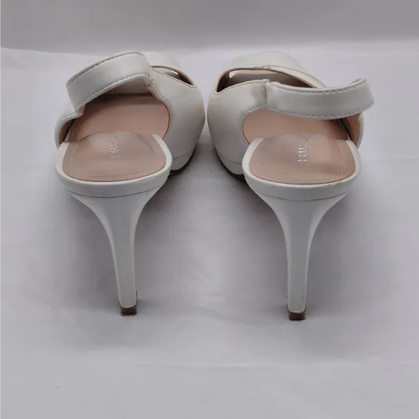 Kelly & Katie Womens Slingback Heels Size 9 White Peep Toe Pumps Bridal Shoes - Image 10