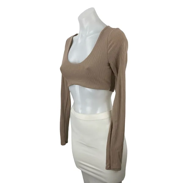 Alo Yoga Ribbed Defined Scoop Neck Long Sleeve Gym Athletic Activewear Bra Top S - Image 3