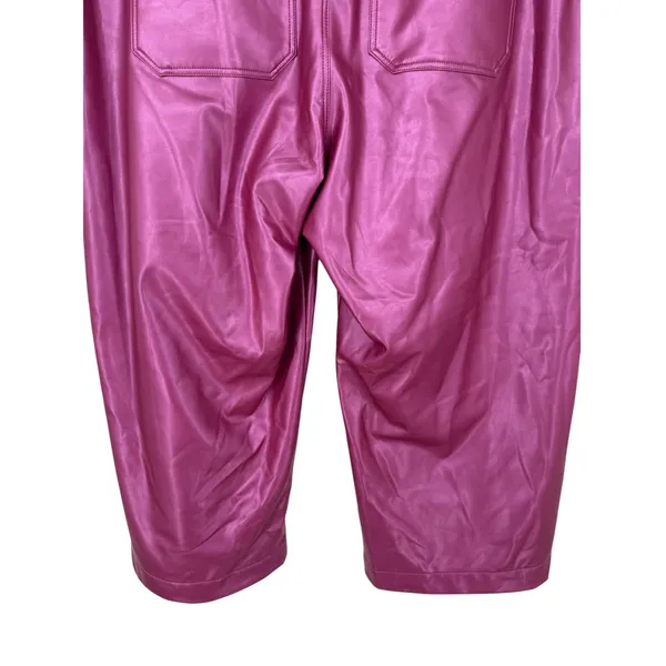 Anthropologie Maeve Colette Faux Leather Wide Leg Cropped Pants Pink Size 20W - Image 11