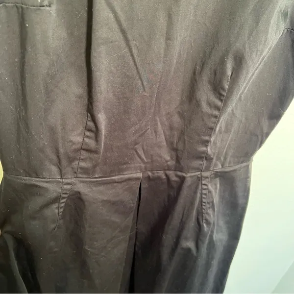 Gap Women's Sz 0 Sleeveless Fit & Flare Dress True Black Pleated Pockets Stretch - Image 5