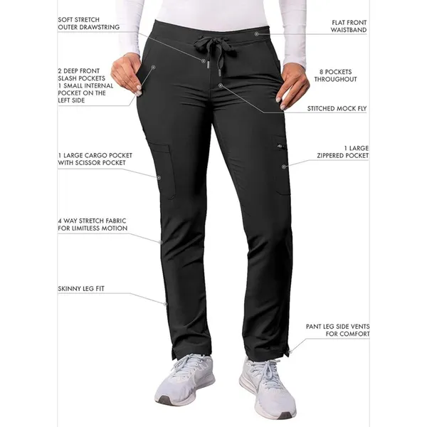 Adar Women’s Scrub Pants Medical Uniform Athletic Jogger Navy Zip Sz M - Image 12