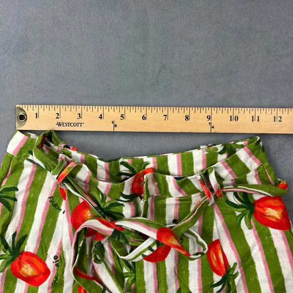 Farm Rio Anthropologie Pineapple Striped Shorts XS Green Pink Tropical Boho - Image 5