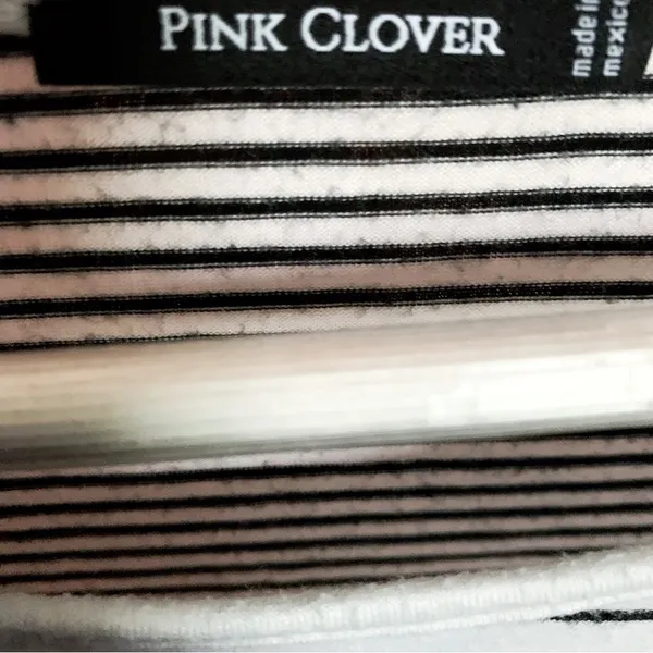 PINK CLOVER Curved Hem 3/4 T-SHIRT Mariniere Striped Pullover M - Image 3