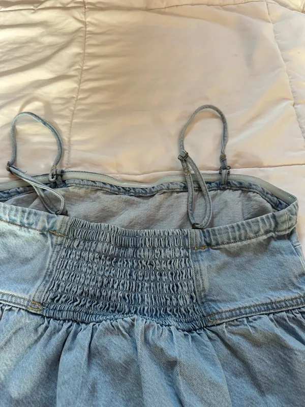 American Eagle Denim Bubble Tube Top - Image 8