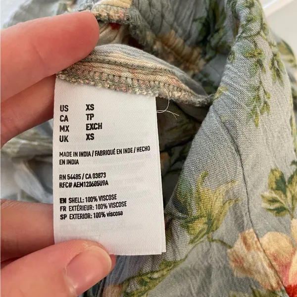 American Eagle women’s blue green floral‎ sleeveless capri jumpsuit summer XS - Image 7