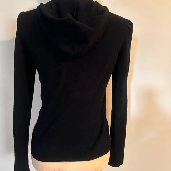 Bebe Vintage Black Hooded Sweater with Rhinestone Logo - Image 2