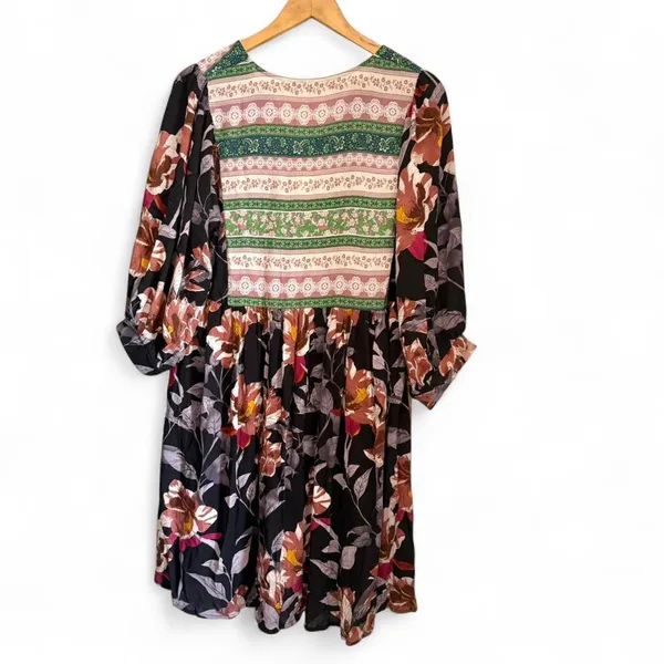 Jardin by Macris Boho Mixed Floral Print Babydoll Mini Dress - Large - Image 2
