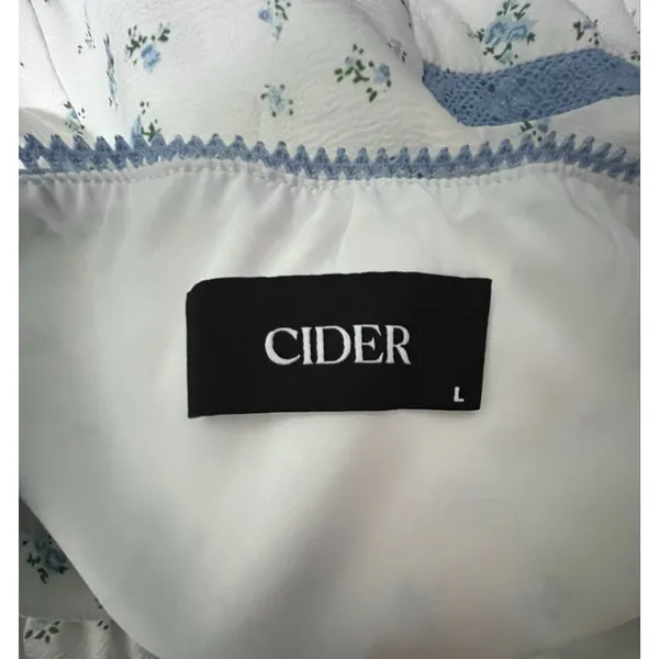 Cider Cottagecore Floral Pattern Button Up Short Sleeve V-Neck Dress - Image 5