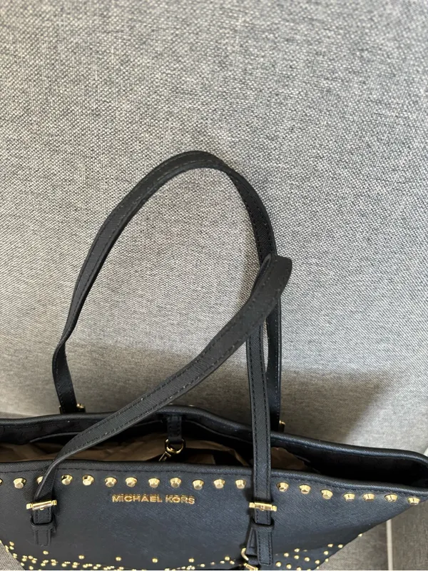 Michael Kors Black Saffiano Studded Tote with Gold Hardware - Image 5