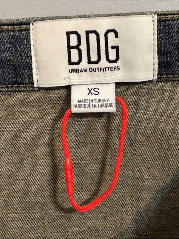 BDG Urban Outfitters XS Denim Wrap Mini Skirt Logo Print Y2K - Image 2