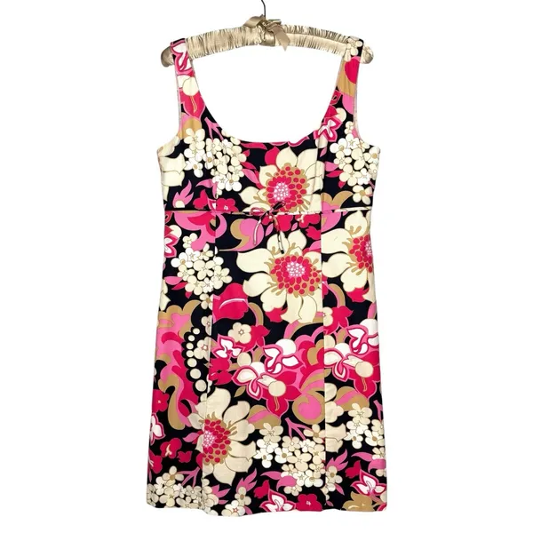 J.Crew 14 Floral Print Sleeveless Retro‎ Cotton Pique Babydoll Dress Sundress - Image 3