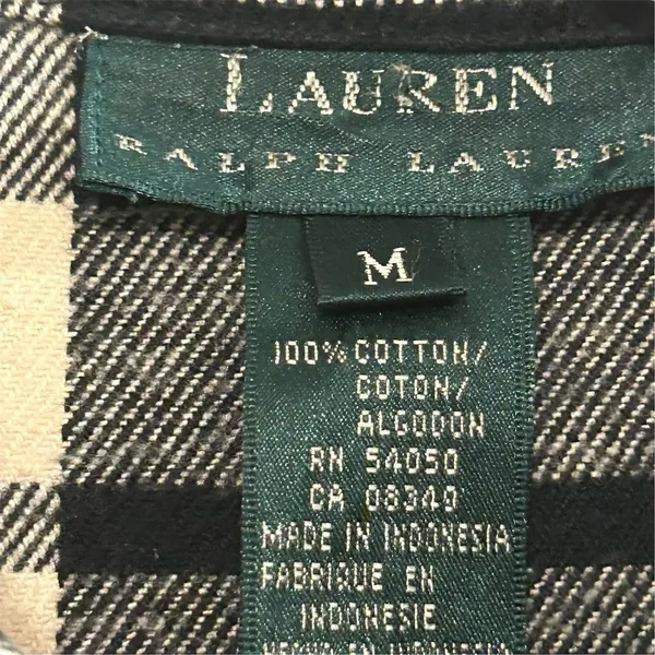 Lauren Ralph Lauren‎ Women’s M Black and White Plaid Flannel Full Zip Jacket - Image 12