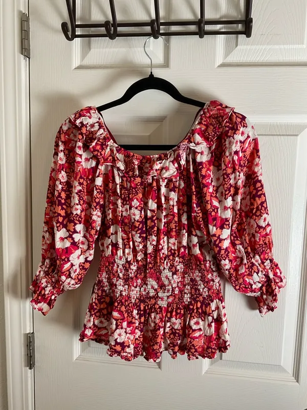 Free People Sweet Memories Blouse in Fruit Punch Combo - Size S - Image 8