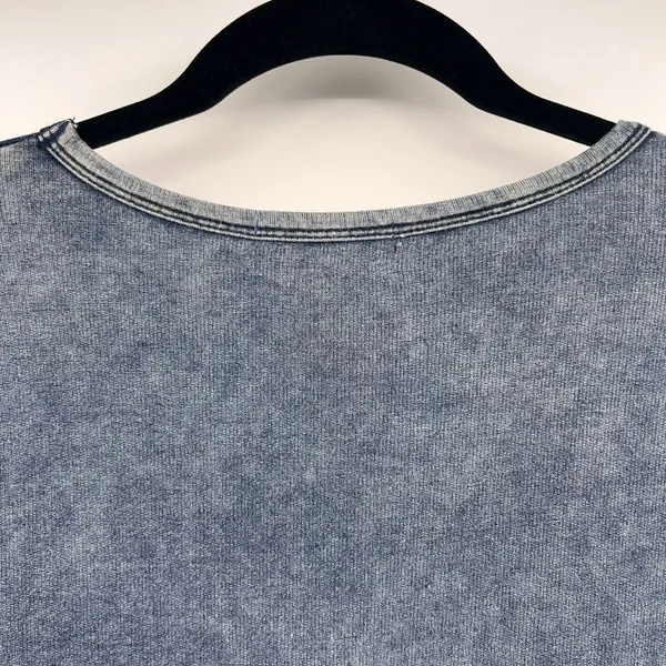 Cloth & Stone Anthropologie Top Blue Knit V-Neck Dolman Long Sleeve Womens Small - Image 4