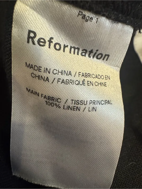 Reformation Robbie Linen Mini Skirt Black White Trim 4 - Image 6