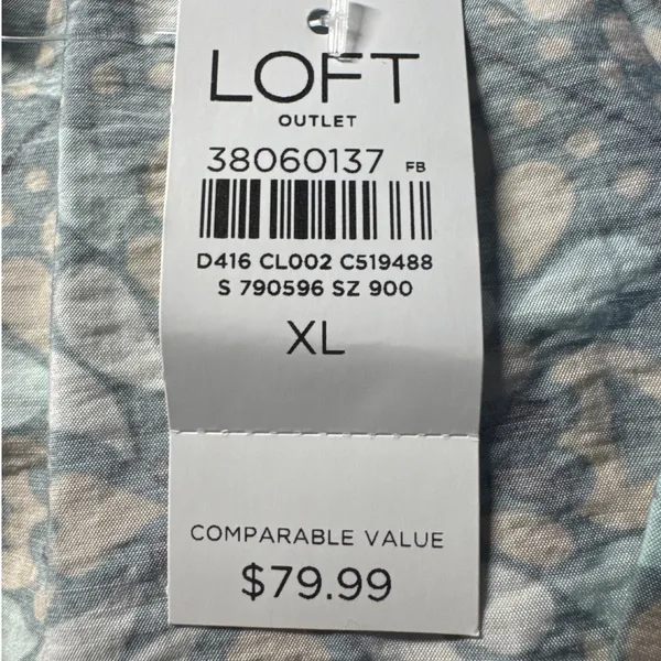 LOFT‎ Outlet Women's XL Green Floral Print 3/4 Sleeve V-Neck Dress - Image 5