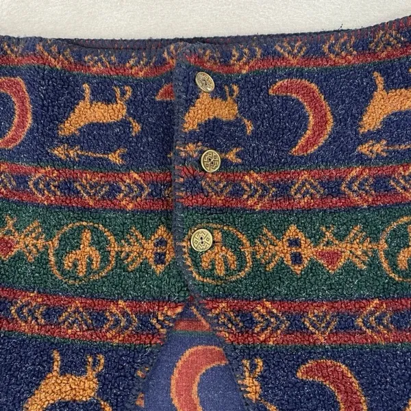 Vintage Coldwater Creek Vest Womens Sm/Md Blue Southwestern Howling Wolf Boho - Image 3