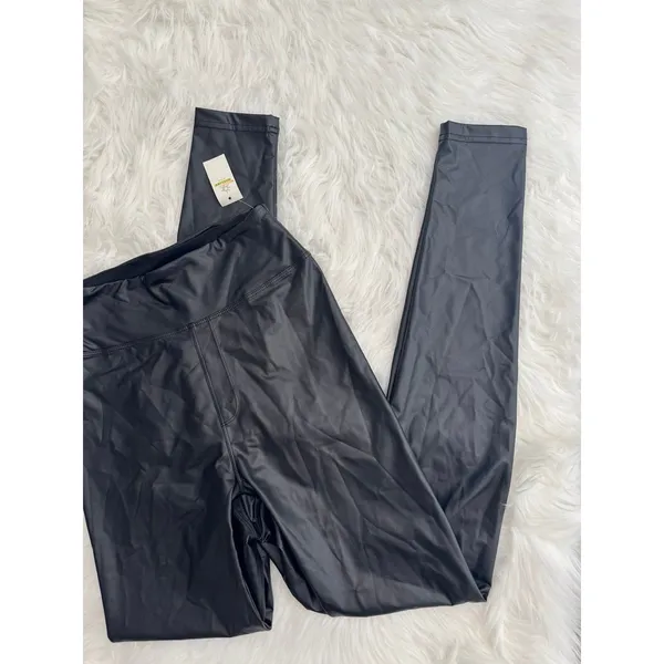 Offline by Aerie Faux Leather High Waisted Leggings Black Size Small - Image 3