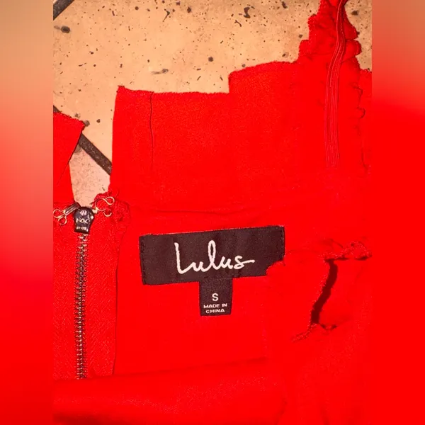 ⭐Lulu's Bright Red Ruffle Slip Dress - Image 2