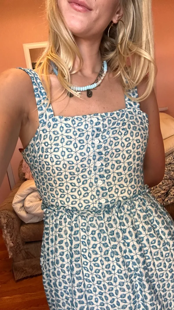 Teal and white floral dress - Image 3
