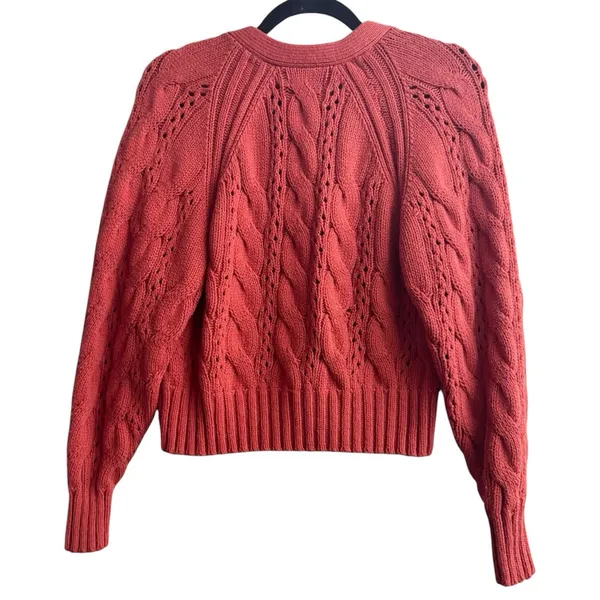 Universal Thread Burnt Orange Cable Knit Button Front Crop Cardigan Sweater XS - Image 2