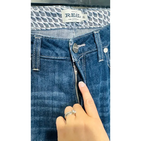 ARIAT R.E.A.L. Denim Dark Wash Silver Fringe Accent Side High Rise Flare Jeans - Image 10