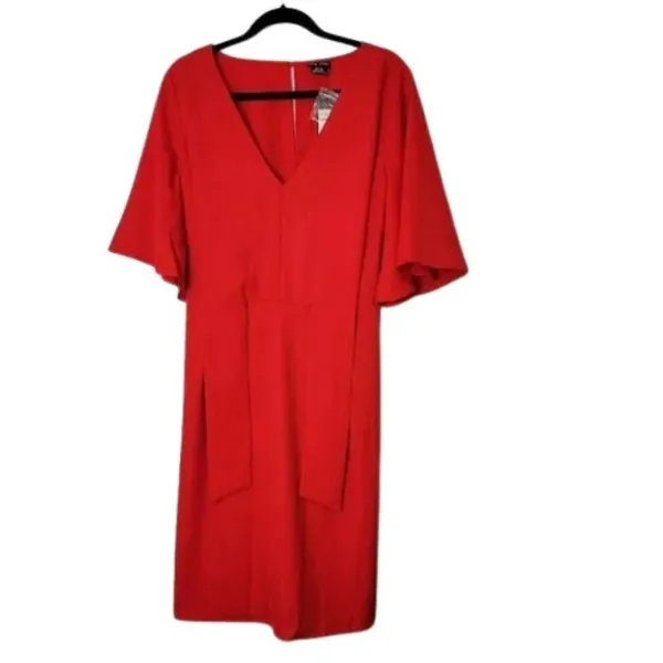NWT Womens Plus Size 18 City Chic Red Knot Front Deep V Batwing Sleeve Dress NEW - Image 5