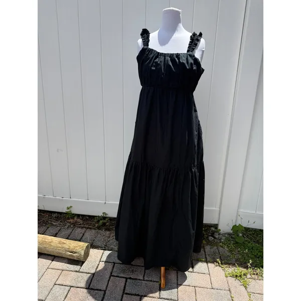 Abercrombie & Fitch Tiered Ruched Babydoll Maxi Dress Size Large - Image 3