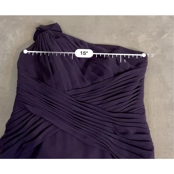 David's Bridal Women’s Wedding Guest Party Gown Bridesmaid One shoulder Dark Purple 10 - Image 7